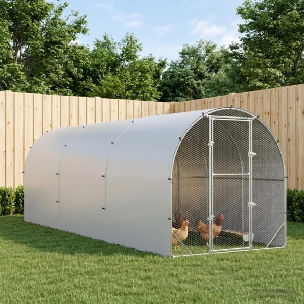 vidaXL Kurník pre kurčatá Strieborná 600 x 200 x 200 cm – Obrázok 10