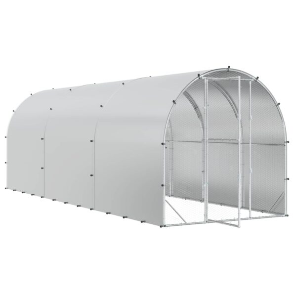 vidaXL Kurník pre kurčatá Strieborná 600 x 200 x 200 cm – Obrázok 2