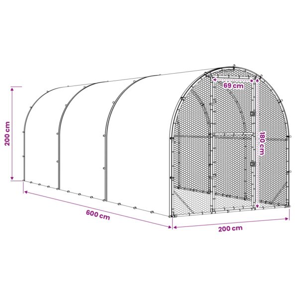 vidaXL Kurník pre kurčatá Strieborná 600 x 200 x 200 cm – Obrázok 9
