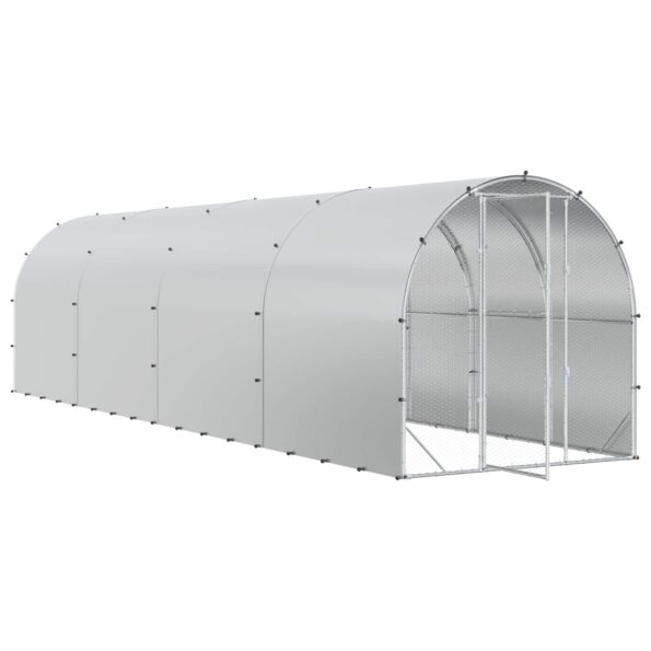 vidaXL Kurník pre kurčatá Strieborná 800 x 200 x 200 cm – Obrázok 2