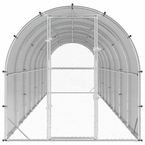 vidaXL Kurník pre kurčatá Strieborná 800 x 200 x 200 cm – Obrázok 3