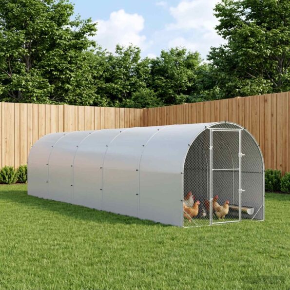 vidaXL Kurník pre kurčatá Strieborná 1000 x 200 x 200 cm – Obrázok 10