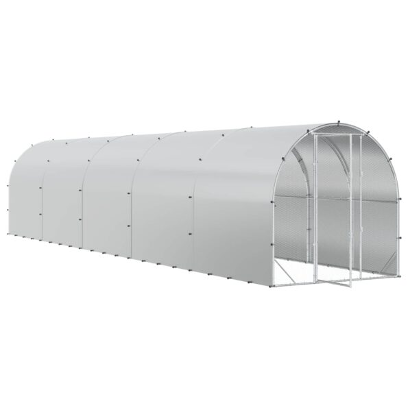 vidaXL Kurník pre kurčatá Strieborná 1000 x 200 x 200 cm – Obrázok 2