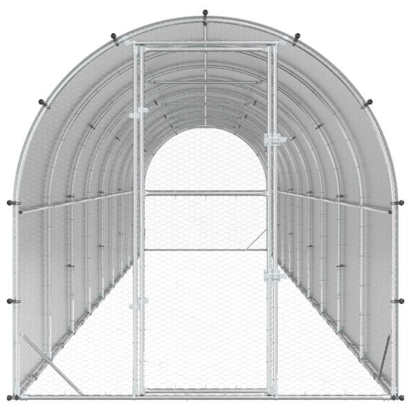 vidaXL Kurník pre kurčatá Strieborná 1000 x 200 x 200 cm – Obrázok 3