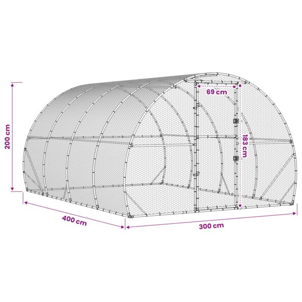 vidaXL Kurník pre kurčatá Strieborná 400 x 300 x 200 cm – Obrázok 8