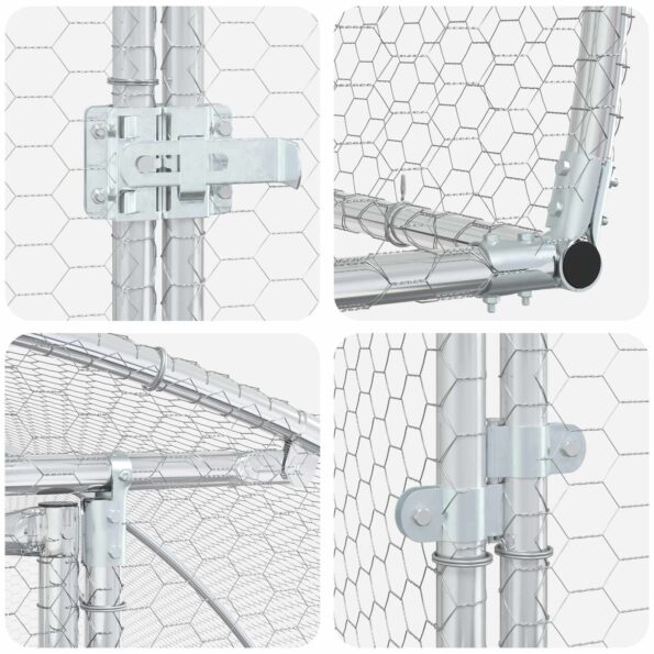 vidaXL Kurník pre kurčatá Strieborná 600 x 300 x 200 cm – Obrázok 6