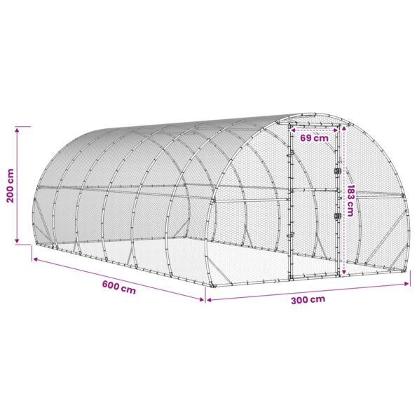 vidaXL Kurník pre kurčatá Strieborná 600 x 300 x 200 cm – Obrázok 8