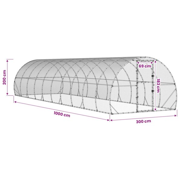 vidaXL Kurník pre kurčatá Strieborná 1000 x 300 x 200 cm – Obrázok 8