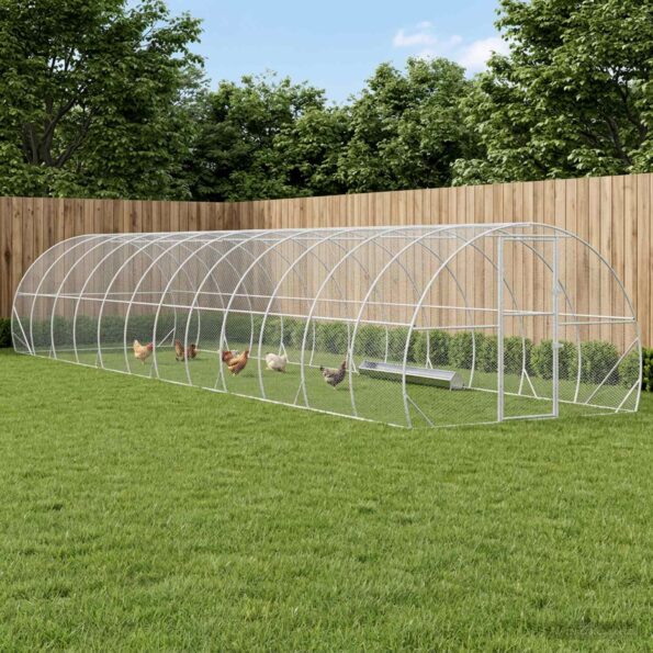 vidaXL Kurník pre kurčatá Strieborná 1200 x 300 x 200 cm – Obrázok 9