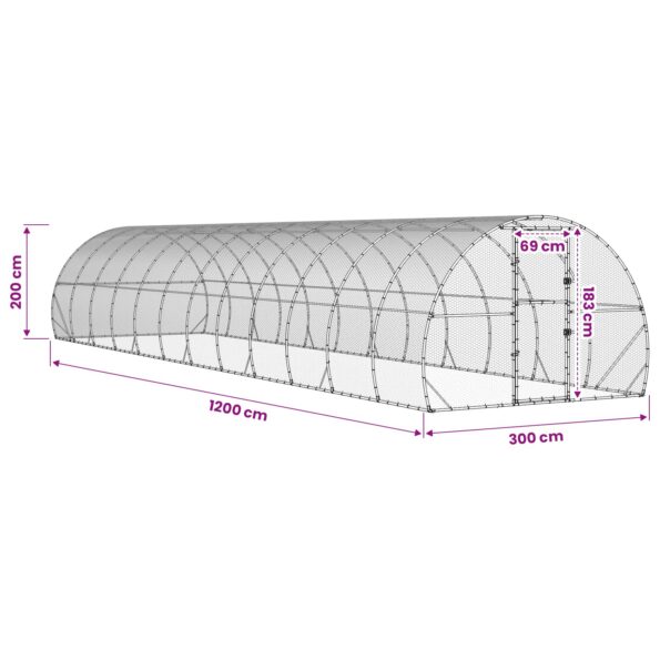 vidaXL Kurník pre kurčatá Strieborná 1200 x 300 x 200 cm – Obrázok 8