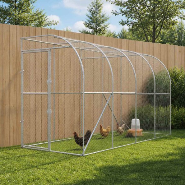 vidaXL Kurník proti stene Strieborná 600 x 150 x 215 cm – Obrázok 8