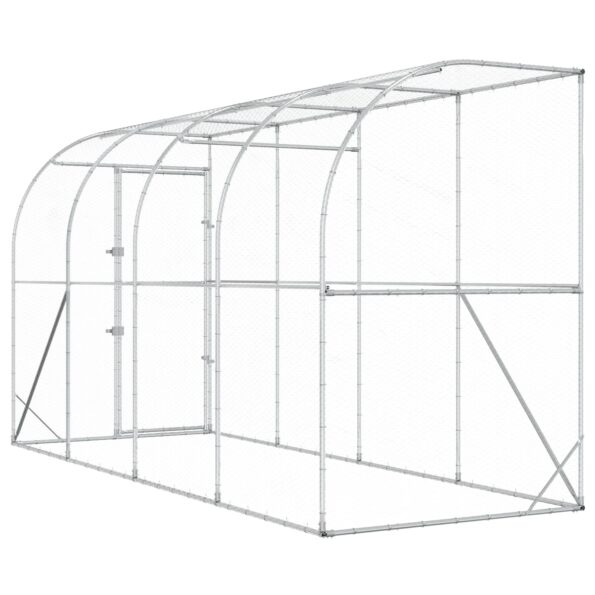 vidaXL Kurník proti stene Strieborná 600 x 150 x 215 cm – Obrázok 5