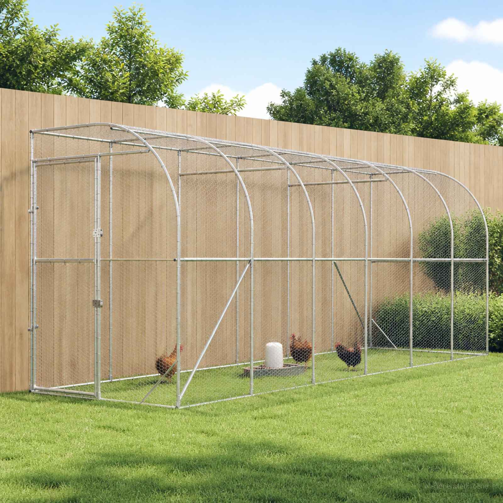 3434702_1.jpg vidaXL Kurník proti stene Strieborná 600 x 150 x 215 cm – Obrázok 1