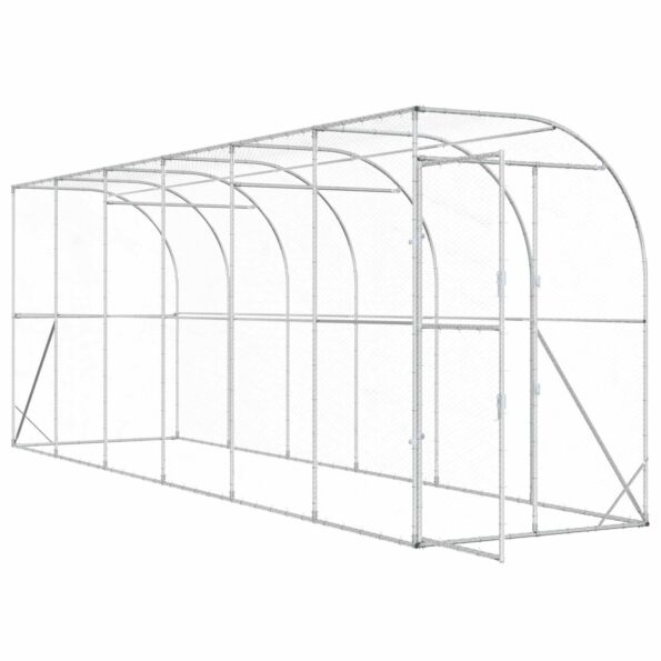 vidaXL Kurník proti stene Strieborná 600 x 150 x 215 cm – Obrázok 2
