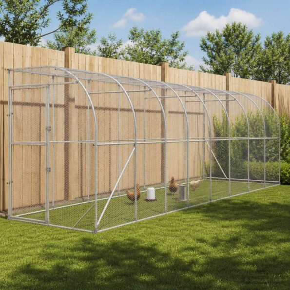 vidaXL Kurník proti stene Strieborná 600 x 150 x 215 cm – Obrázok 8