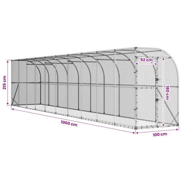 vidaXL Kurník proti stene Strieborná 600 x 150 x 215 cm – Obrázok 7