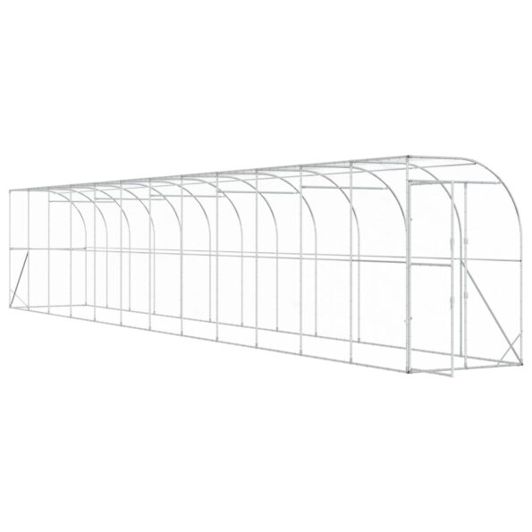 vidaXL Kurník proti stene Strieborná 600 x 150 x 215 cm – Obrázok 2