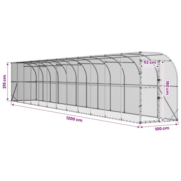 vidaXL Kurník proti stene Strieborná 600 x 150 x 215 cm – Obrázok 7