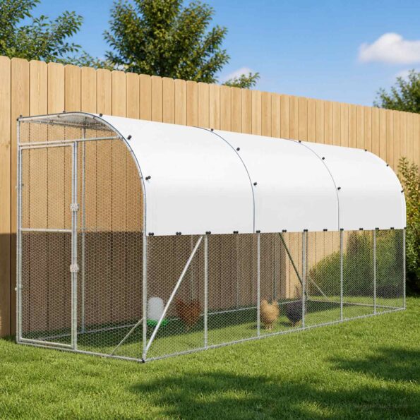 vidaXL Kurník proti stene Strieborná 600 x 150 x 215 cm – Obrázok 9