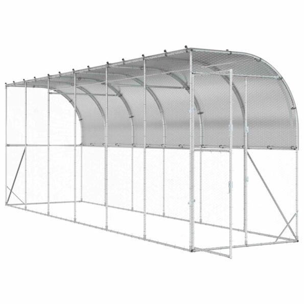 vidaXL Kurník proti stene Strieborná 600 x 150 x 215 cm – Obrázok 2