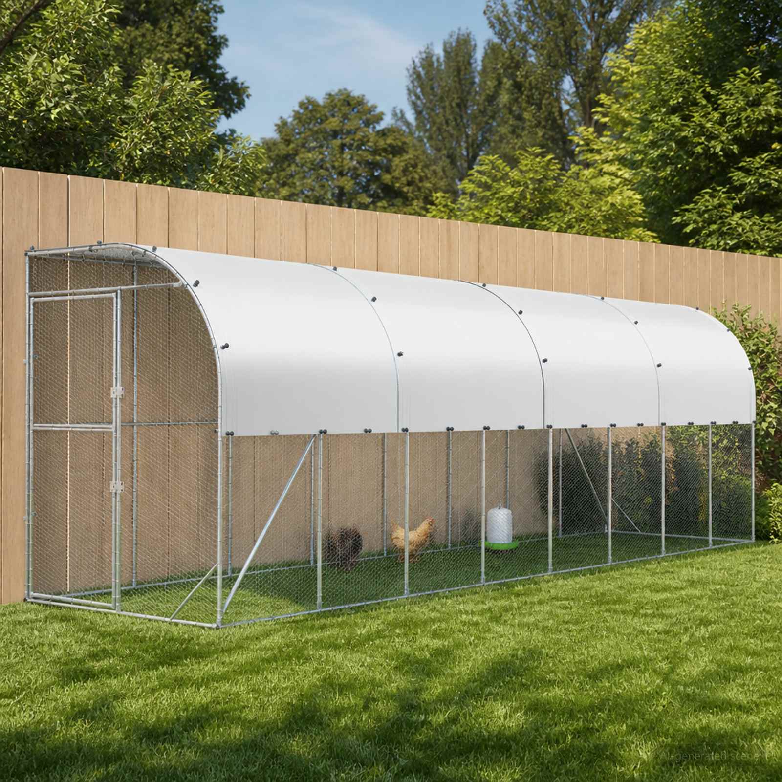 3434708_1.jpg vidaXL Kurník proti stene Strieborná 600 x 150 x 215 cm – Obrázok 1