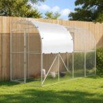 vidaXL Kurník proti stene Strieborná 400 x 100 x 215 cm – Obrázok 9