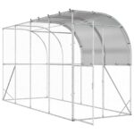 vidaXL Kurník proti stene Strieborná 400 x 100 x 215 cm – Obrázok 2
