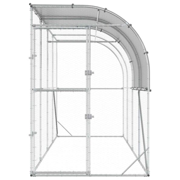 vidaXL Kurník proti stene Strieborná 400 x 100 x 215 cm – Obrázok 3