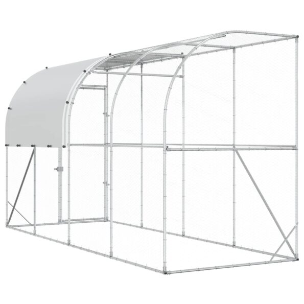 vidaXL Kurník proti stene Strieborná 400 x 100 x 215 cm – Obrázok 5