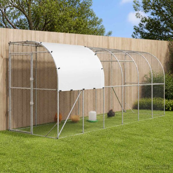 vidaXL Kurník proti stene Strieborná 600 x 100 x 215 cm – Obrázok 9