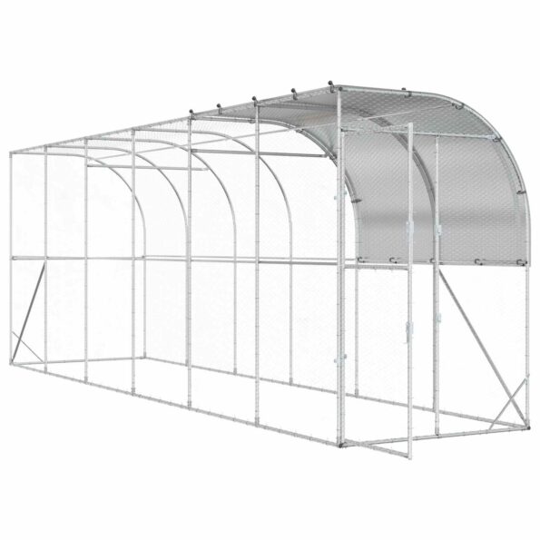 vidaXL Kurník proti stene Strieborná 600 x 100 x 215 cm – Obrázok 2