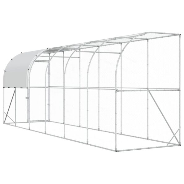 vidaXL Kurník proti stene Strieborná 600 x 100 x 215 cm – Obrázok 5
