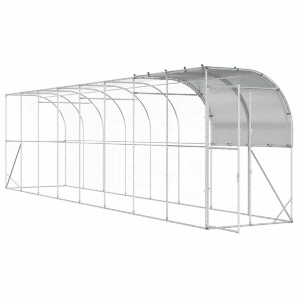 vidaXL Kurník proti stene Strieborná 800 x 100 x 215 cm – Obrázok 2
