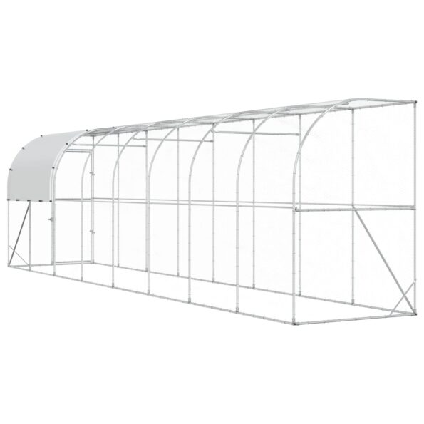 vidaXL Kurník proti stene Strieborná 800 x 100 x 215 cm – Obrázok 5