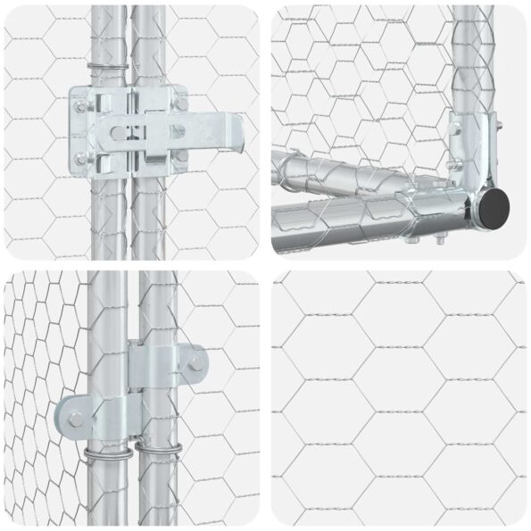 vidaXL Kurník proti stene Strieborná 800 x 100 x 215 cm – Obrázok 6