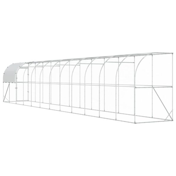 vidaXL Kurník proti stene Strieborná 1200 x 100 x 215 cm – Obrázok 5