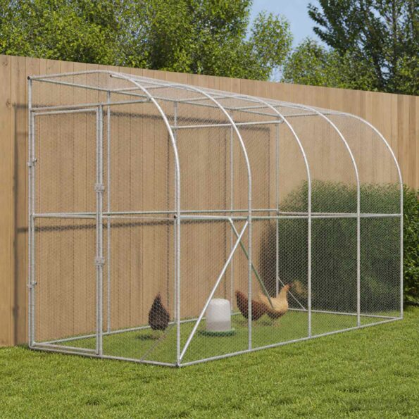 vidaXL Kurník proti stene Strieborná 600 x 150 x 215 cm – Obrázok 8