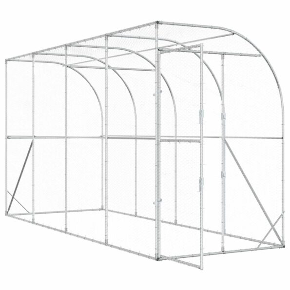 vidaXL Kurník proti stene Strieborná 600 x 150 x 215 cm – Obrázok 2