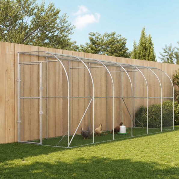 vidaXL Kurník proti stene Strieborná 600 x 150 x 215 cm – Obrázok 8