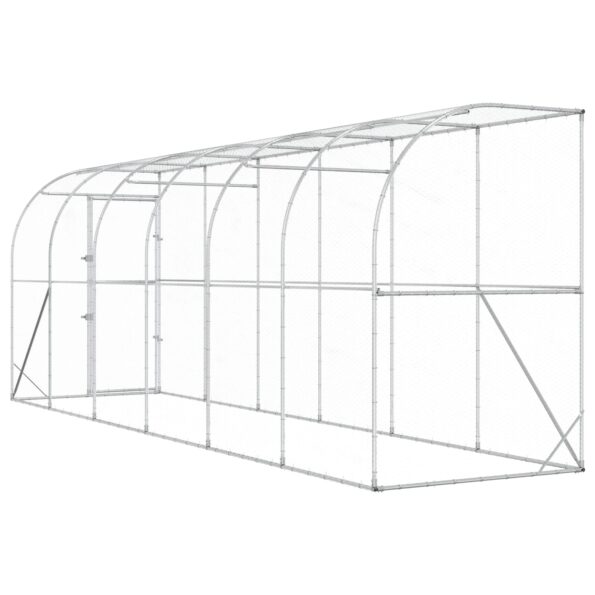 vidaXL Kurník proti stene Strieborná 600 x 150 x 215 cm – Obrázok 5