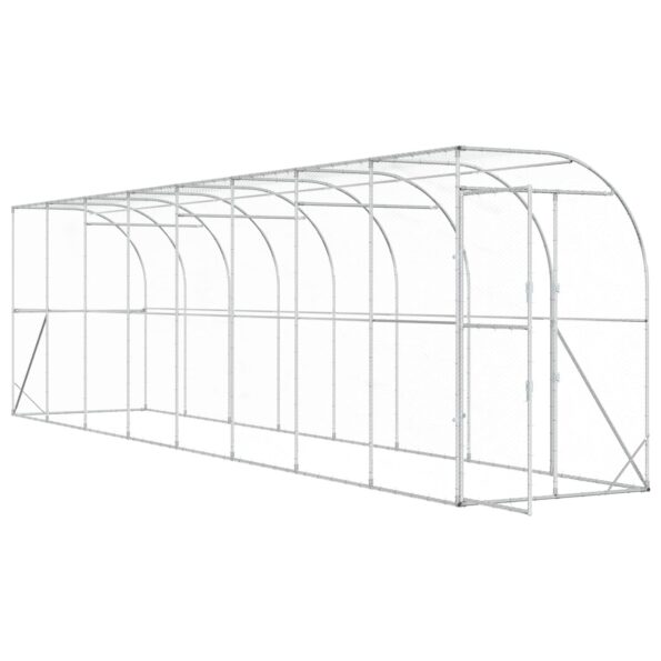 vidaXL Kurník proti stene Strieborná 600 x 150 x 215 cm – Obrázok 2