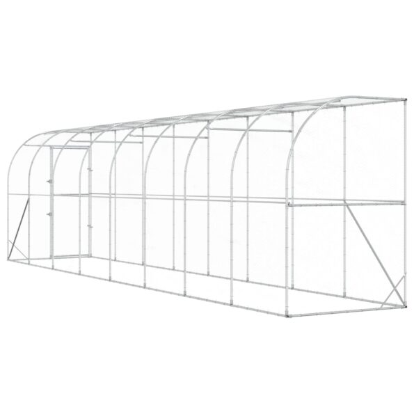 vidaXL Kurník proti stene Strieborná 600 x 150 x 215 cm – Obrázok 5