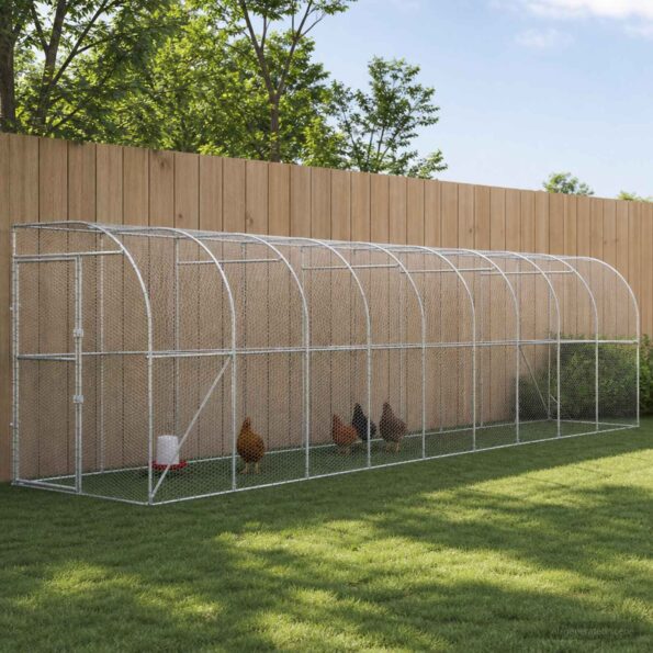 vidaXL Kurník proti stene Strieborná 600 x 150 x 215 cm – Obrázok 8