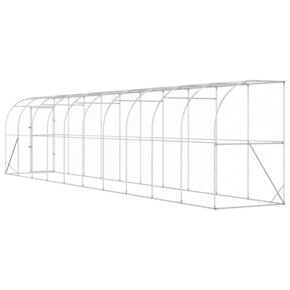 vidaXL Kurník proti stene Strieborná 600 x 150 x 215 cm – Obrázok 5