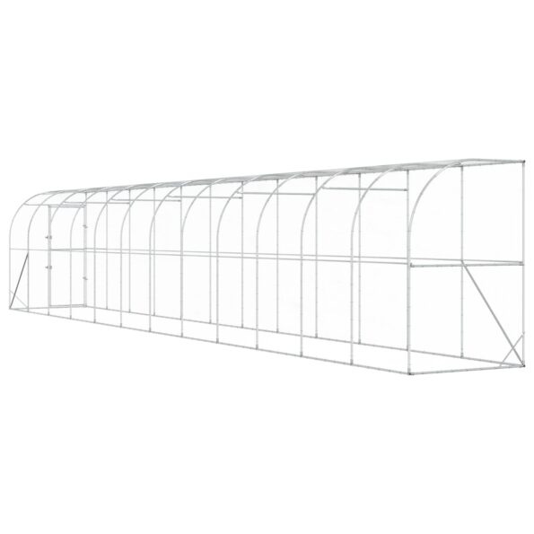 vidaXL Kurník proti stene Strieborná 600 x 150 x 215 cm – Obrázok 5