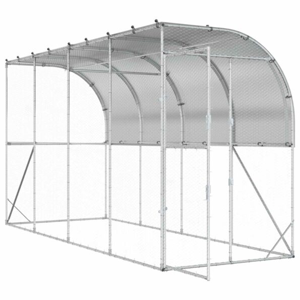 vidaXL Kurník proti stene Strieborná 600 x 150 x 215 cm – Obrázok 2