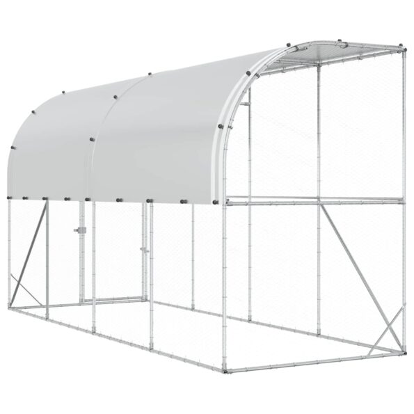 vidaXL Kurník proti stene Strieborná 600 x 150 x 215 cm – Obrázok 5