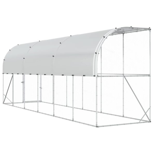 vidaXL Kurník proti stene Strieborná 600 x 150 x 215 cm – Obrázok 5