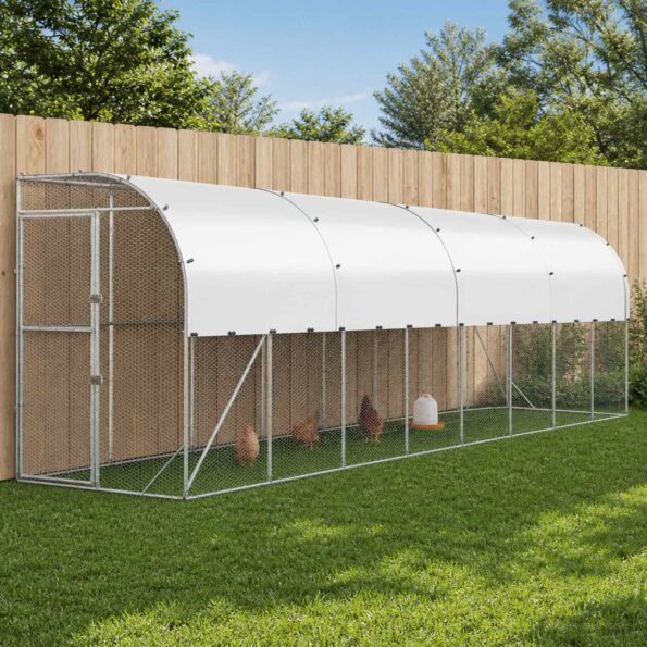 vidaXL Kurník proti stene Strieborná 600 x 150 x 215 cm – Obrázok 9