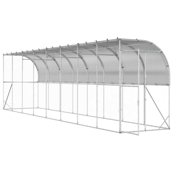 vidaXL Kurník proti stene Strieborná 600 x 150 x 215 cm – Obrázok 2